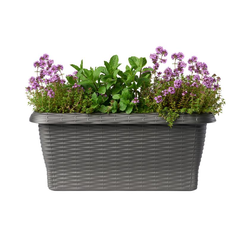 FIORIERA RETTANGOLARE 'PAGLIA' cm 60x20x17,5 lt.11,5 - antracite  - BAMA