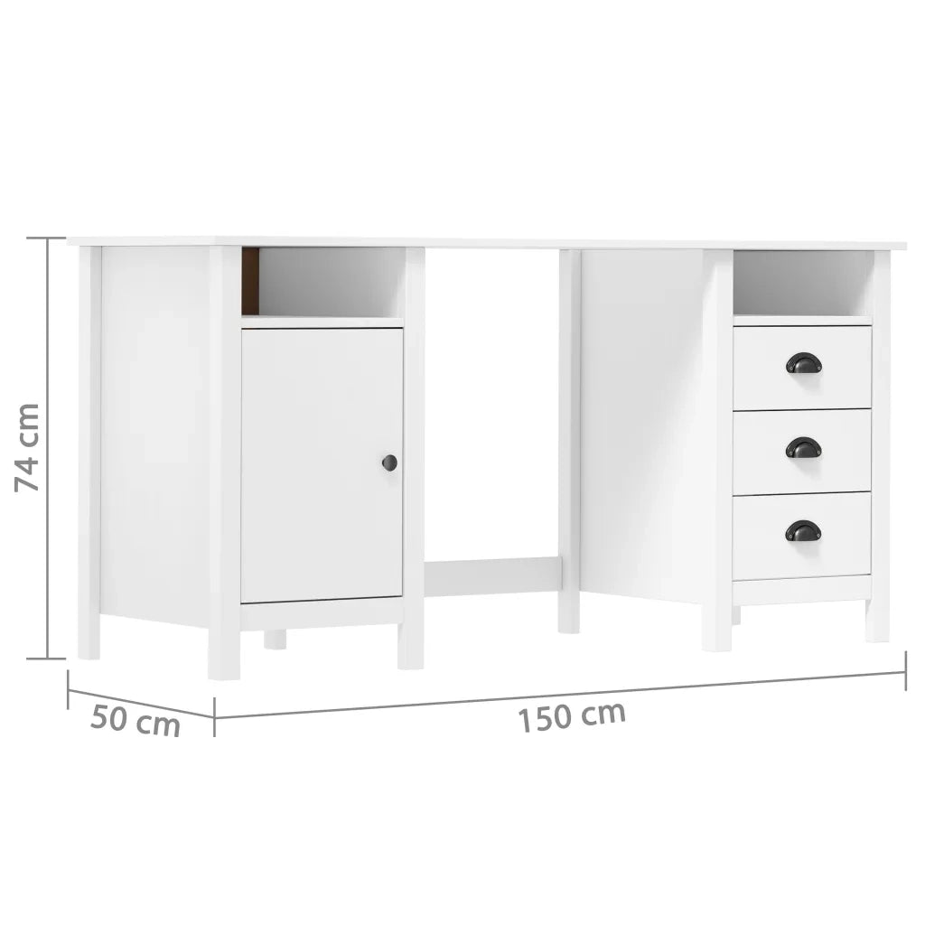 Scrivania Hill Range Bianca 150x50x74 cm in Massello di Pino cod mxl 68500