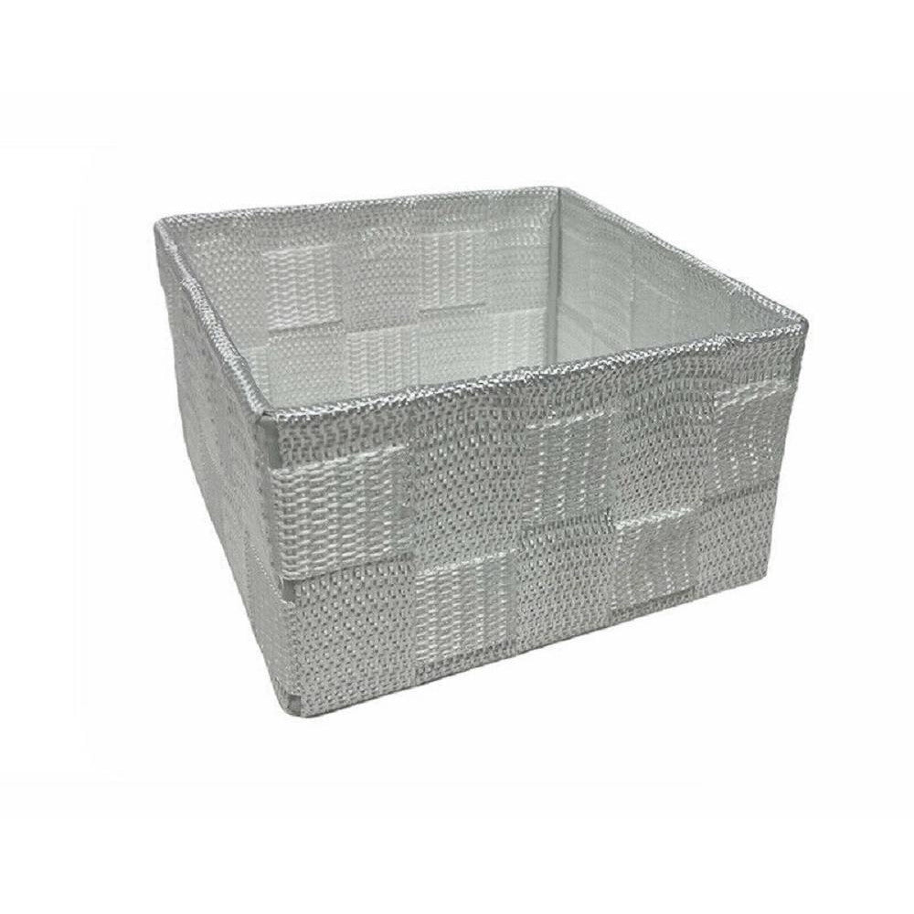 Trade Shop - 6pz Scatola In Tessuto Contenitori Organizer Bagno Armadio Cassetti Bianco -