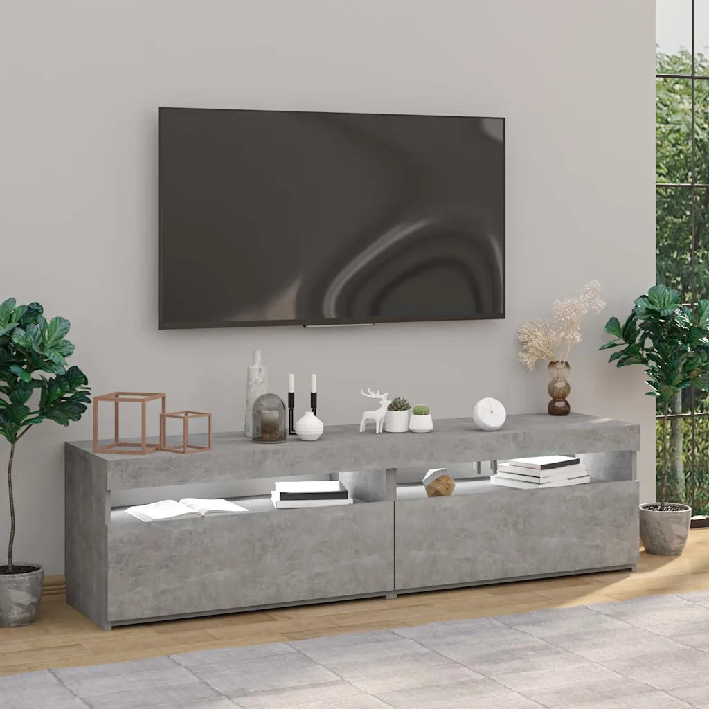 Mobili Porta TV con Luci LED 2 pz | Armadietto TV | Mobile Porta TV Grigio Cemento 75x35x40 cm