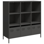 Credenza | Madia | Buffet da pranzo | Armadio da pranzo Nera 101,5x39x103,5 cm in Acciaio