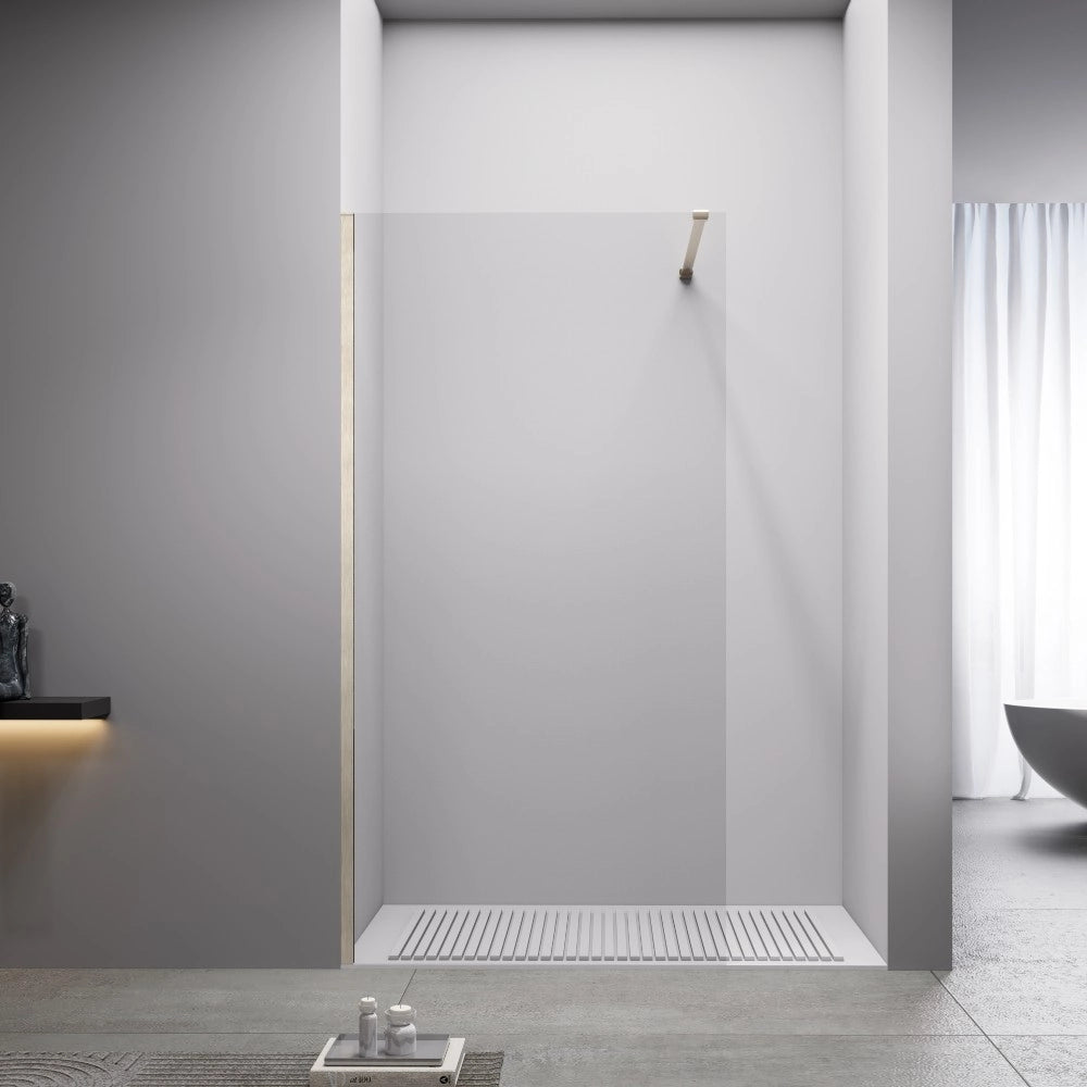 Box Doccia Walk In 90 cm Vetro Trasparente 8mm Profili Acciaio Spazzolato h200 |Cleò