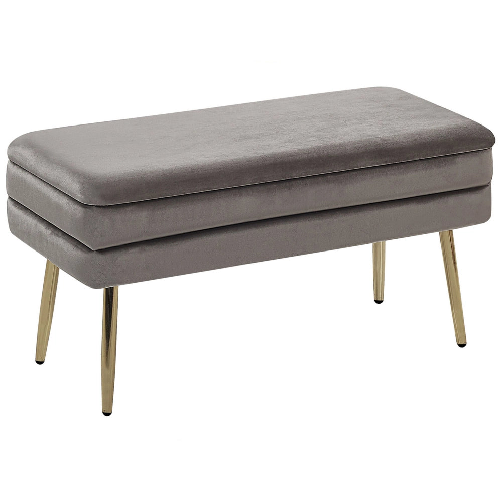 Panca portaoggetti per camera da letto velluto di poliestere grigio gambe dorate design glam mobili da soggiorno a tinta unita