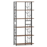Libreria autoportante a 6 ripiani 80 x 31 x 180 cm stabilità rinforzata design geometrico in legno nero rustico 20_0010733