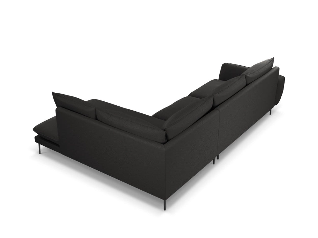 Cosmopolitan Design - Divano angolare destro "Vienna" 6 posti in bouclé nero 