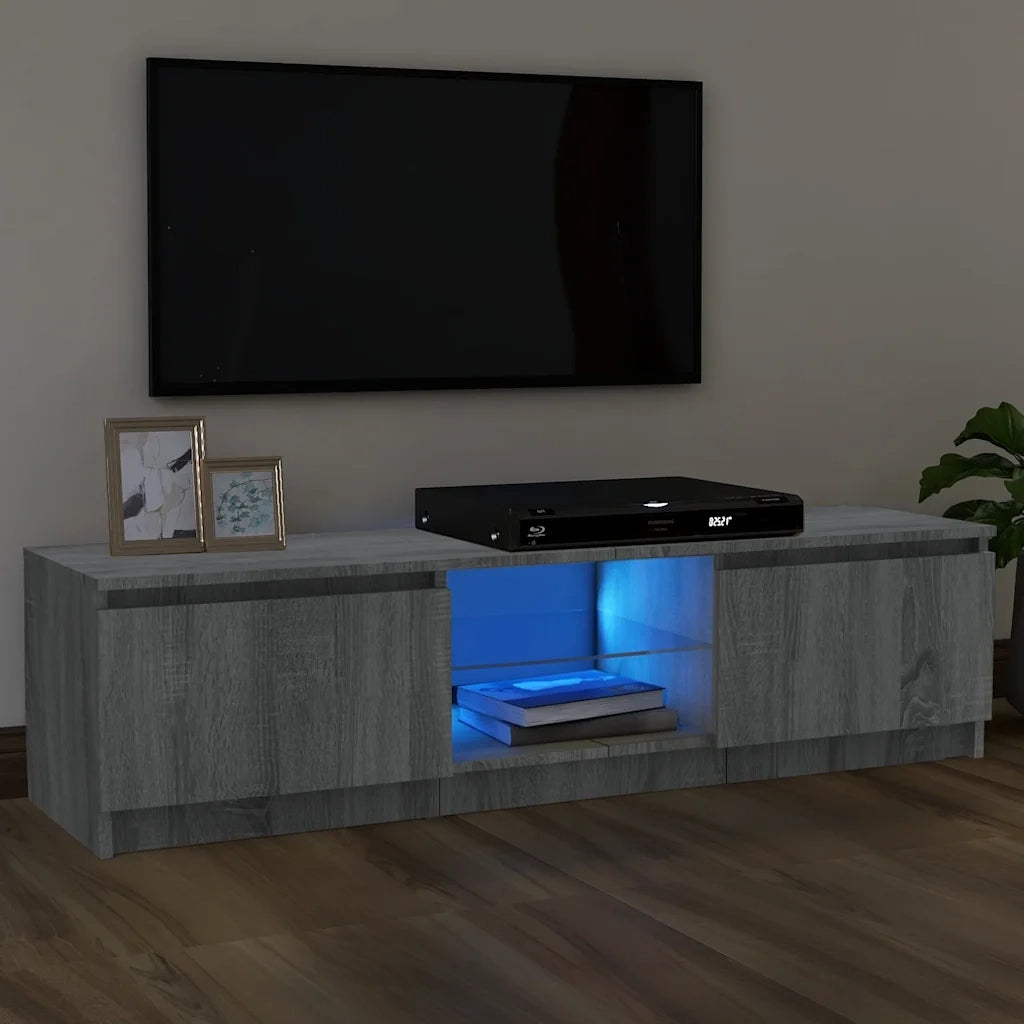 Mobile Porta TV con Luci LED Grigio Sonoma 120x30x35,5 cm