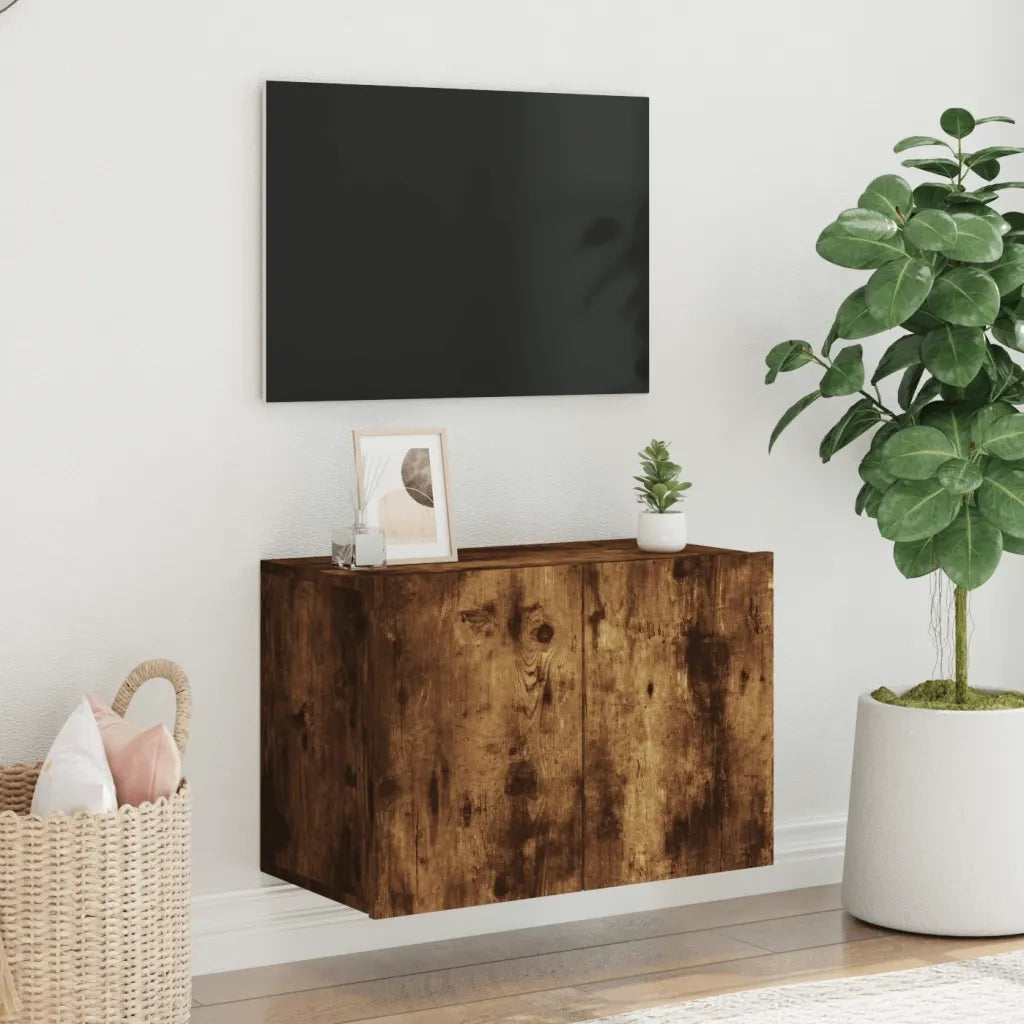 Mobile TV a Parete-Mobile TV a Muro Rovere Fumo 60x30x41 cm