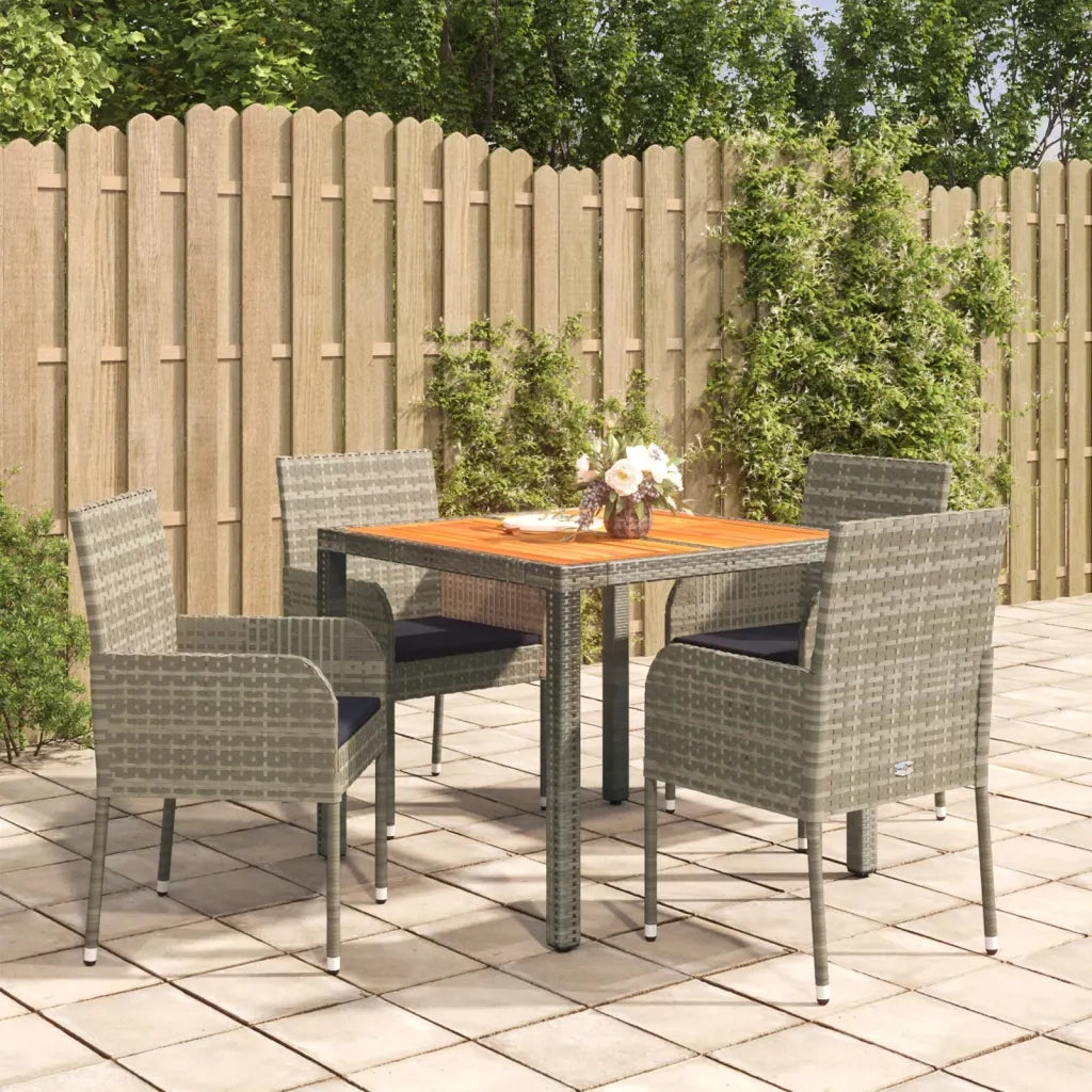 Set da Pranzo da Giardino 5 pz con Cuscini in Polyrattan Grigio 3185018