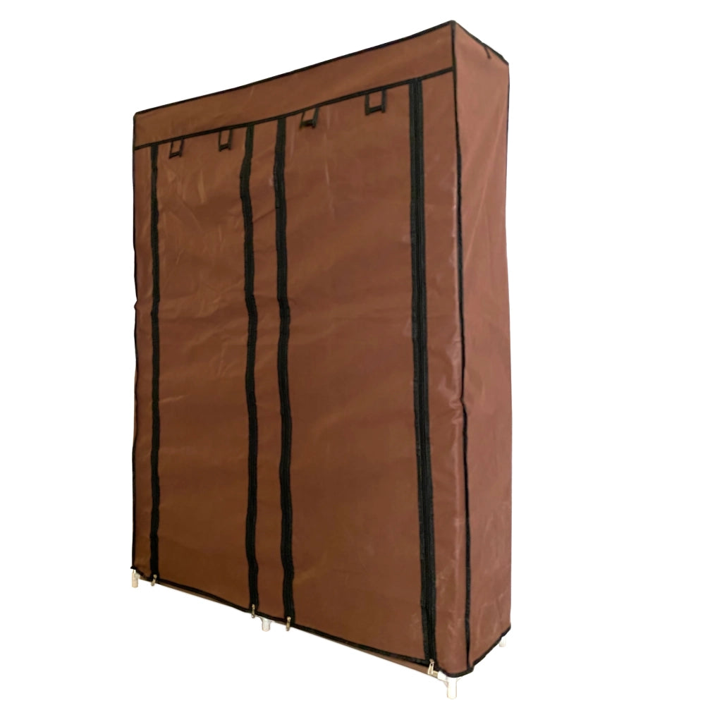 Scarpiera Tessuto per Scarpe con 2 Ante con Cerniera 125x92x28,5cm, 28 paia. Marrone