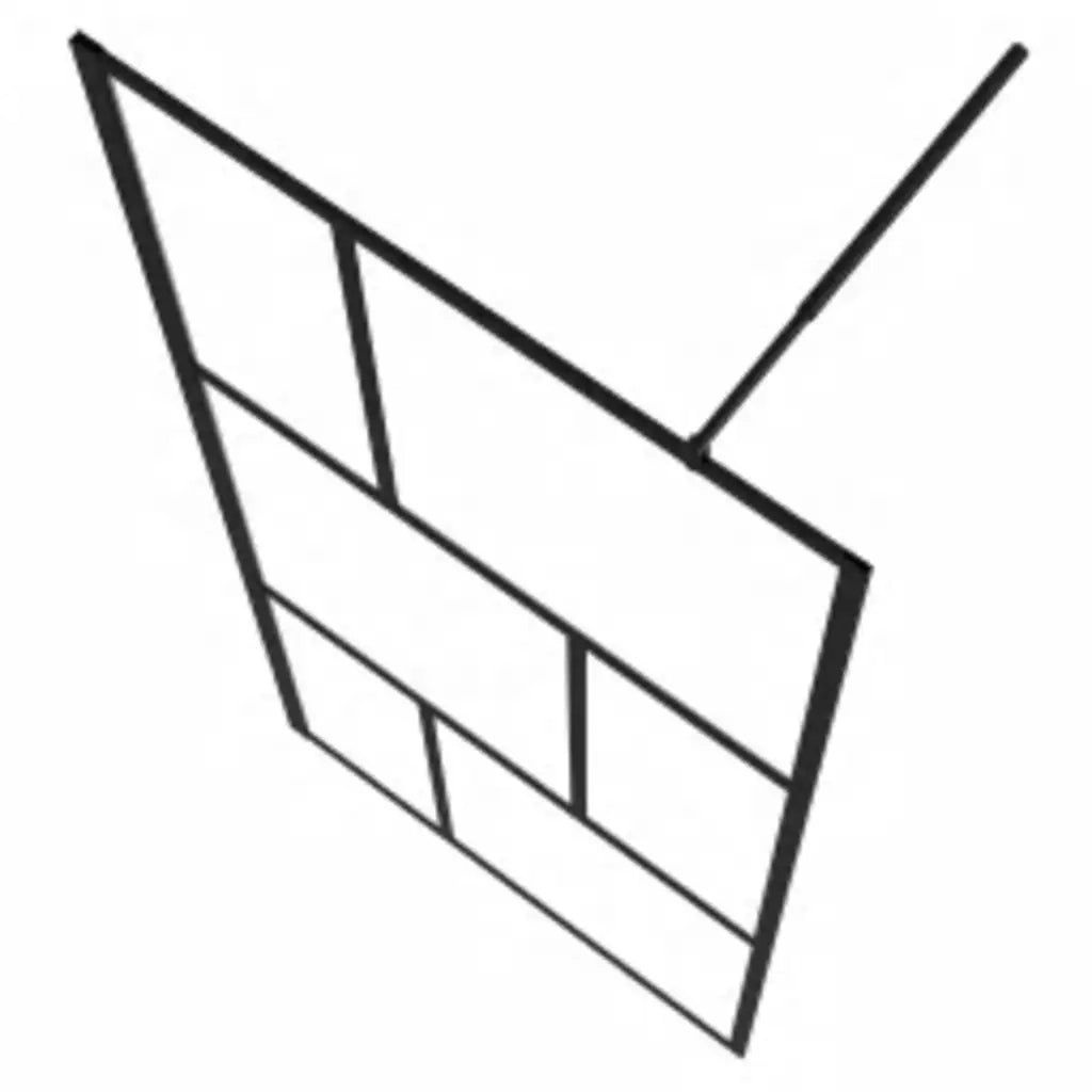 Parete per Doccia Walk-in in Vetro Temperato Nera 90x195 cm