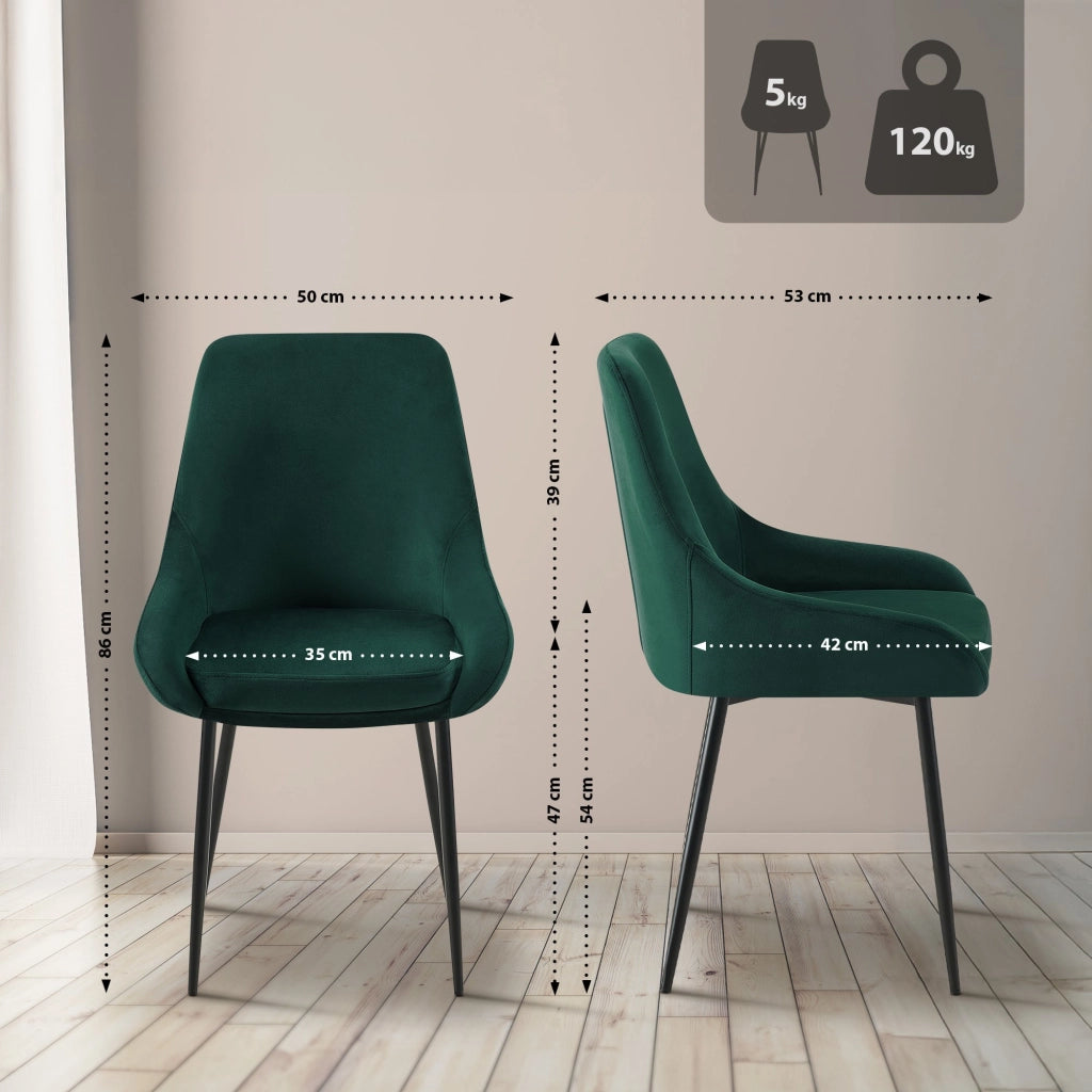 Set di 2 sedie per sala da pranzo Elmira velluto nero 4