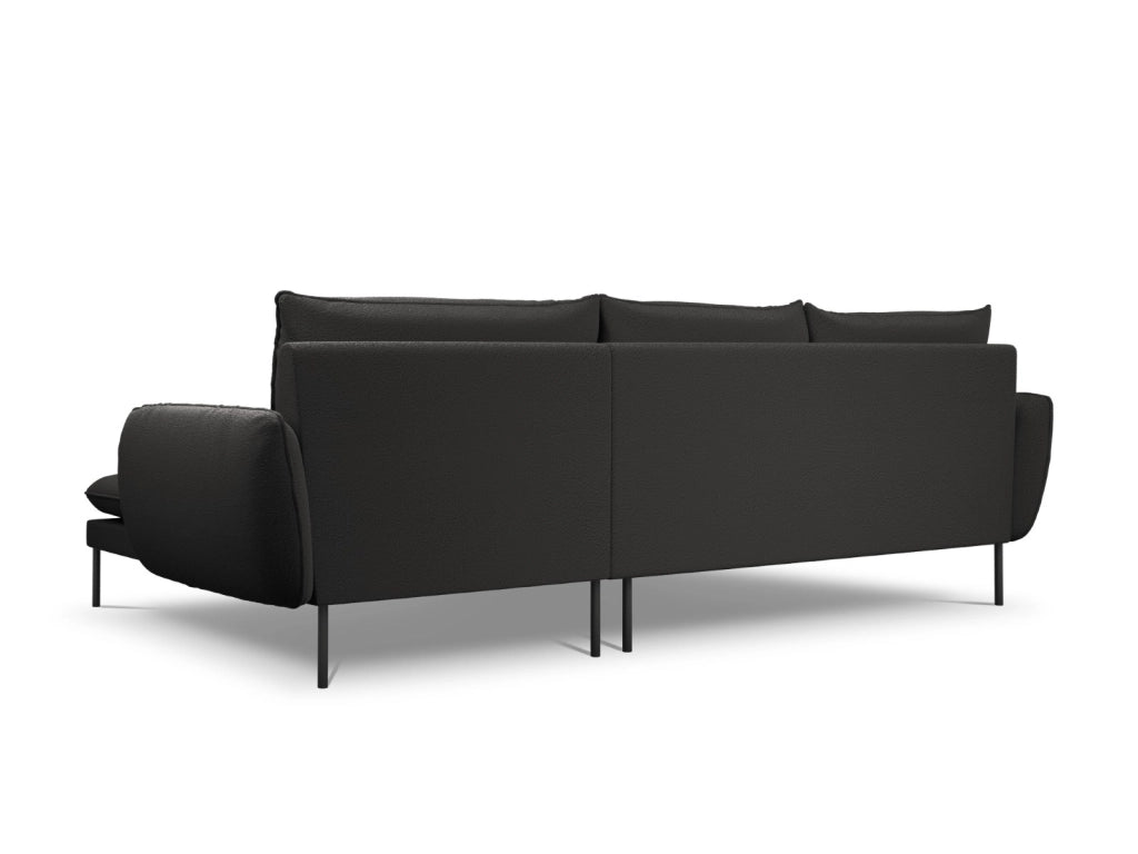 Cosmopolitan Design - Divano angolare destro "Vienna" 5 posti in bouclé nero 
