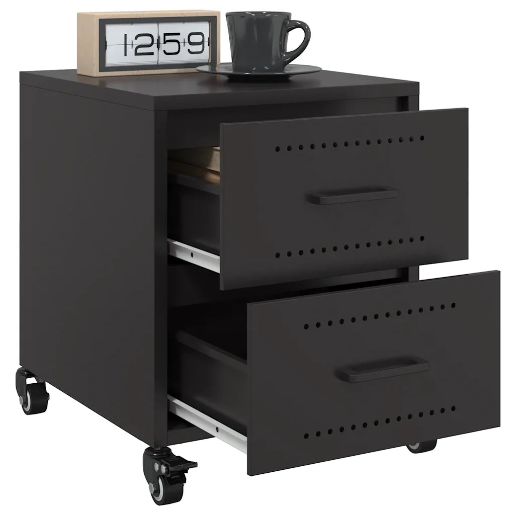 Comodini 2 pz Neri 36x39x43,5 cm in Acciaio 846627