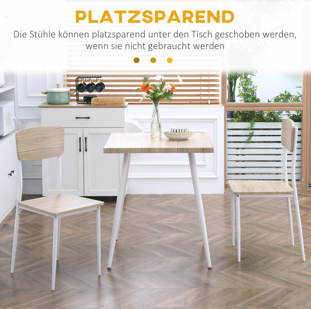 Set tavolo da pranzo con 2 sedie in MDF naturale