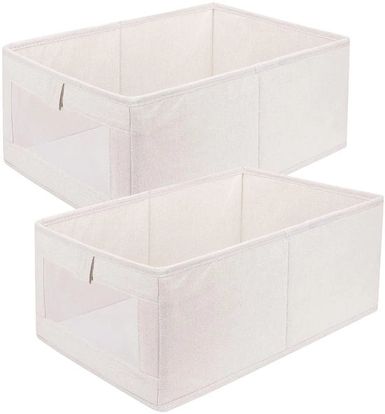 Cassa di Stoccaggio per Abbigliamento Opaca con Finestra Translucida - 2 pezzi/set
