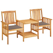 Sedie da Giardino con Cuscini e Tavolino in Massello di Acacia cod mxl 39418