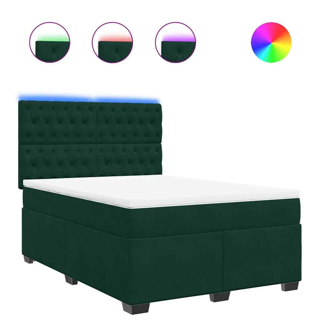 Giroletto a Molle con Materasso Verde Scuro 160x200 cm Velluto