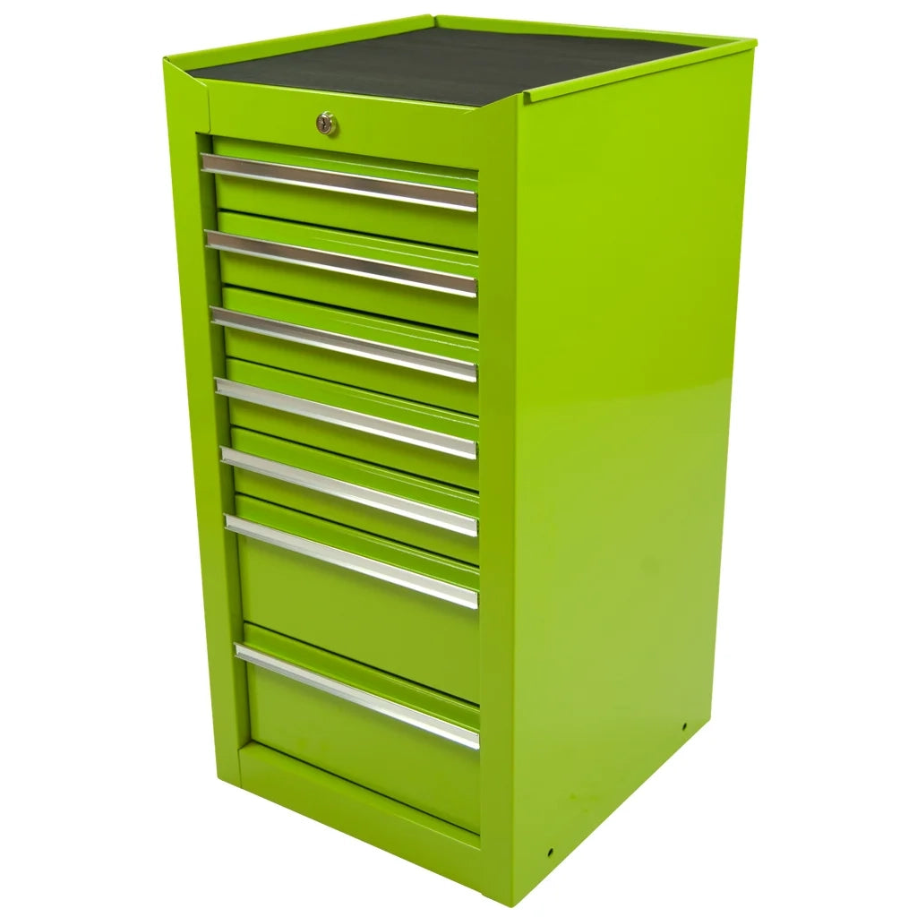 Armadio portautensili verde, stretto, 7 cassetti, Professional
