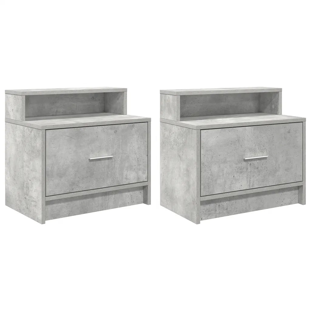 Comodini con Cassetto 2 pz Grigio Cemento 51x31x47 cm 858675
