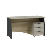 Scrittoio Con 3 Cassetti Scrivania Da Studio O Ufficio Mobile Desk Ideale Per Soggiorno E Sala Da Pranzo 136 X 74 X 67 Cm Grigio E Rovere