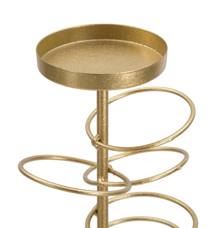 Portacandele Rings 14x13x50,5 cm in Ferro e Marmo Oro e Bianco