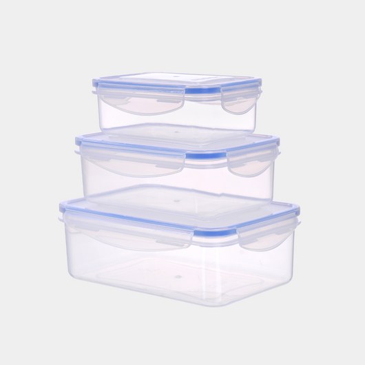 CONTENITORE RETTANGOLARE IN PLASTICA SET 'SUPERLOCK' kit 3 pezzi - lt 0,24 / 0,5 / 1,0  - ECOPLAST