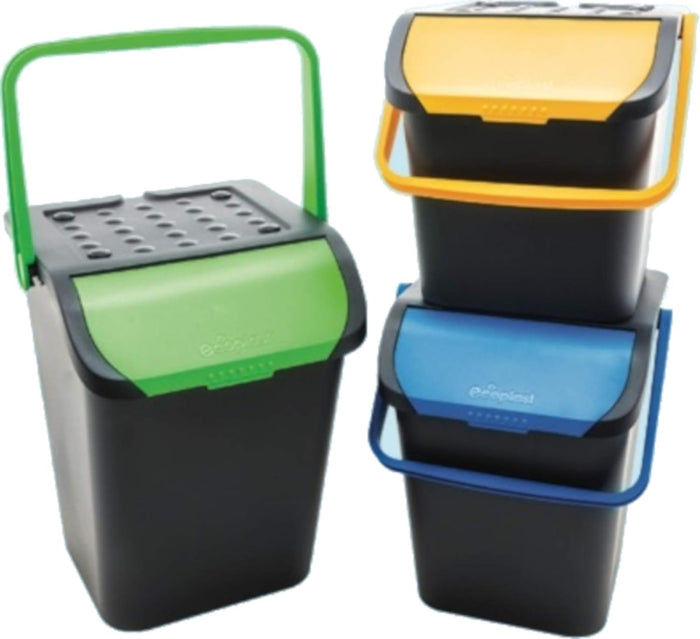 PATTUMIERA PER RACCOLTA DIFFERENZIATA SET 'ECOLOGIC TRIS' cm 38 x 36,5 x h.45 - 35 lt. (misura singolo secchio)  - ECOPLAST