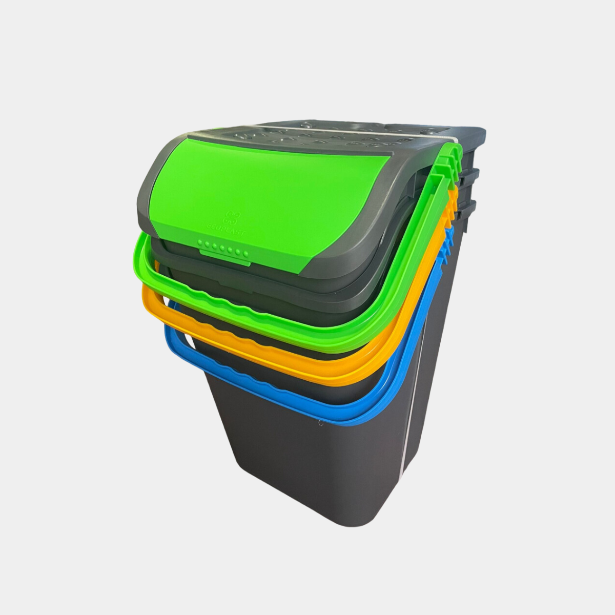 PATTUMIERA PER RACCOLTA DIFFERENZIATA SET 'ECOLOGIC TRIS' cm 38 x 36,5 x h.45 - 35 lt. (misura singolo secchio)  - ECOPLAST