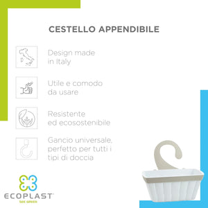 CESTELLO APPENDIBILE PER DOCCIA 'DOGA' colore bianco  - ECOPLAST