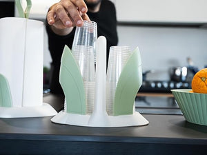 PORTABICCHIERI 'DUO' colore madreperla/verde scuro  - ECOPLAST