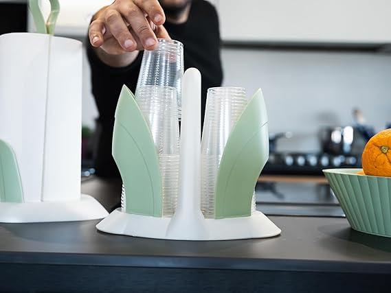 PORTABICCHIERI 'DUO' colore madreperla/verde scuro  - ECOPLAST