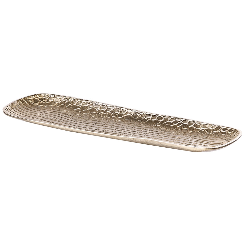Set di 2 vassoi decorativi in metallo dorato per gioielli, piatto per gioielli con struttura glamour e accessori per la casa