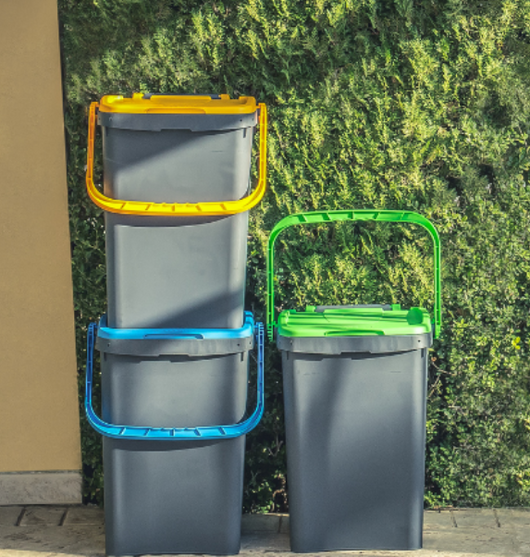 PATTUMIERA PER RACCOLTA DIFFERENZIATA 'ECOPLUS' 35 lt.- cm 43 x 36 x h 43,5 grigio + coperchio colorato  - ECOPLAST
