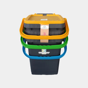 PATTUMIERA PER RACCOLTA DIFFERENZIATA 'ECOPLUS' 35 lt.- cm 43 x 36 x h 43,5 grigio + coperchio colorato  - ECOPLAST