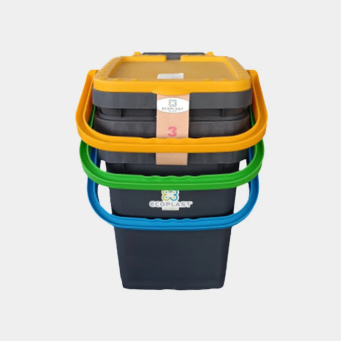 PATTUMIERA PER RACCOLTA DIFFERENZIATA 'ECOPLUS' 35 lt.- cm 43 x 36 x h 43,5 grigio + coperchio colorato  - ECOPLAST