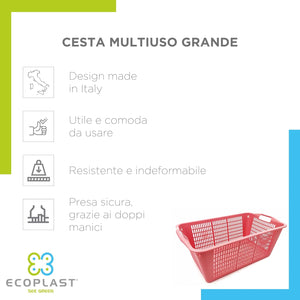 CESTA CASALINGA MULTIUSO colori assortiti  - ECOPLAST