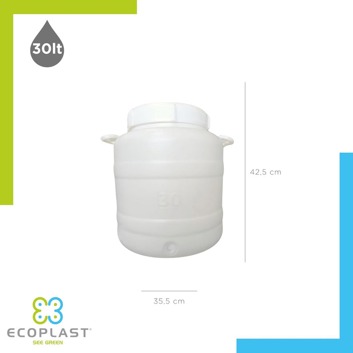 BIDONE FUSTO 'BOCCA LARGA' Lt. 30 PLASTICA 2 pezzi ECOPLAST