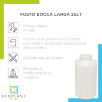 BIDONE FUSTO 'BOCCA LARGA' Lt. 25 plastica 4 pezzi ECOPLAST