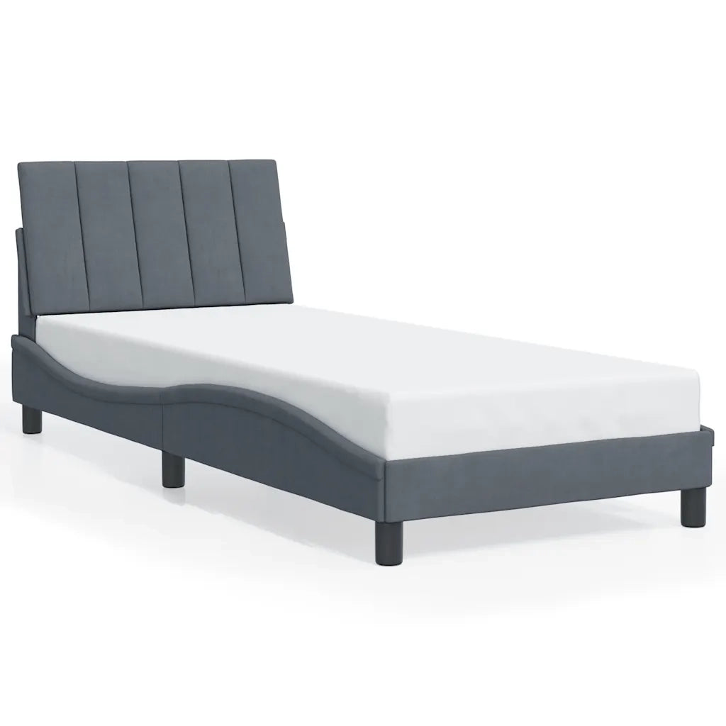 Giroletto senza Materasso Hanko Grigio Scuro 90x190 cm Velluto 3207820