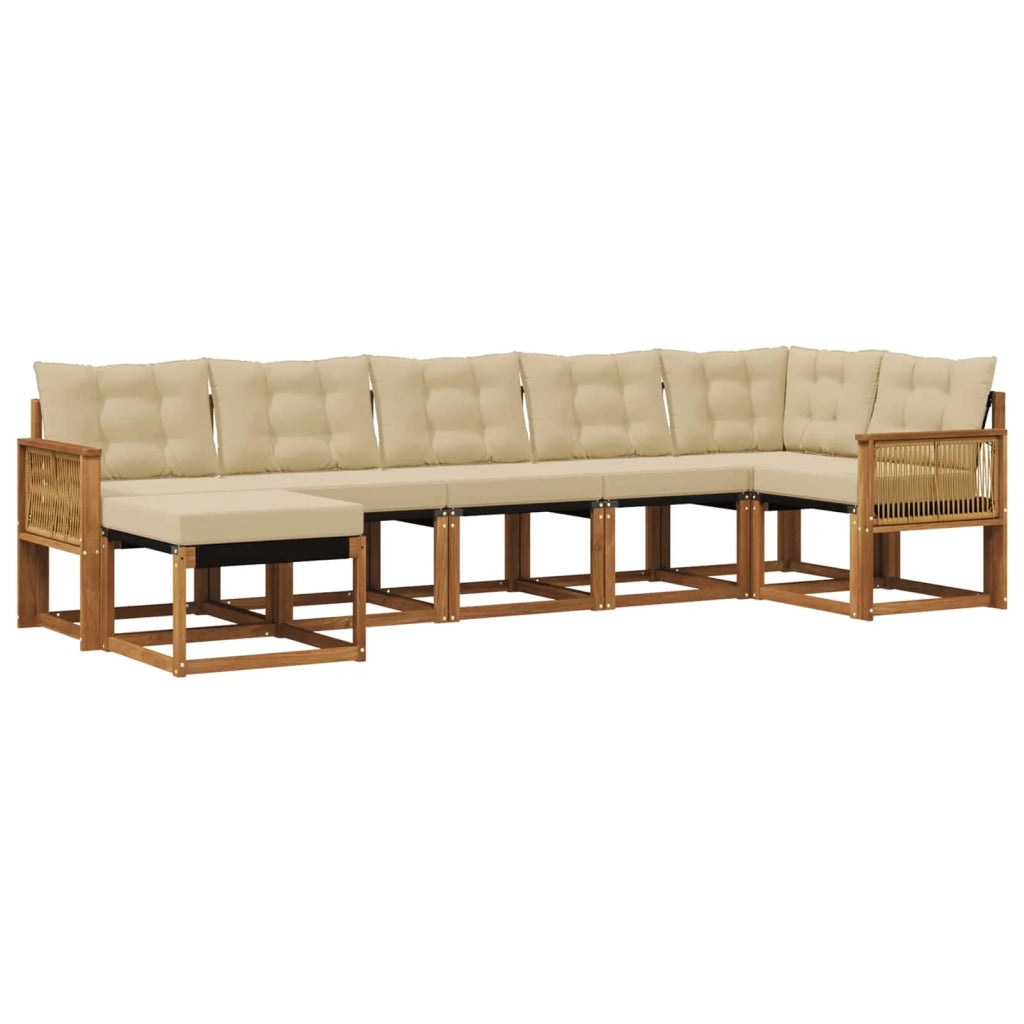 Set di divani da esterno 7 pz Naturale e Beige 3382101