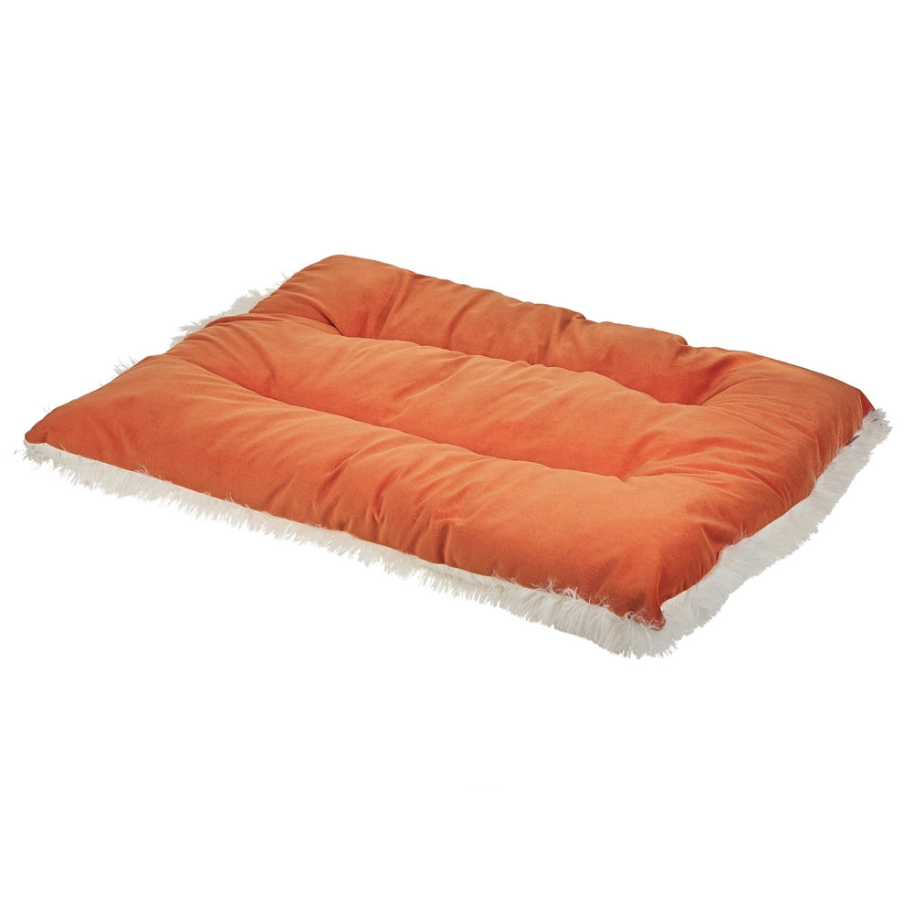 Cuccia animali letto per cani lettino gatti velluto arancione con nappe 90 x 60 cm