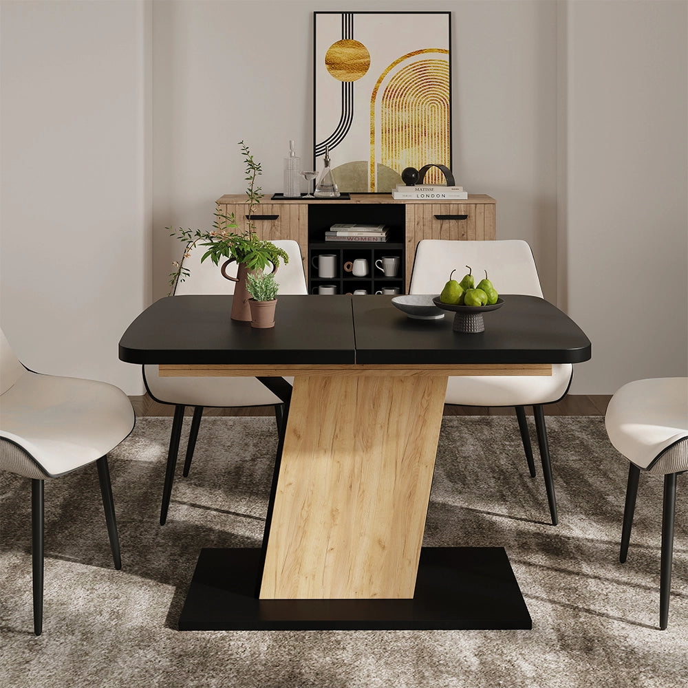 Vicco Tavolo da pranzo Estensibile Rovere nero/oro 120/160 x 80 cm