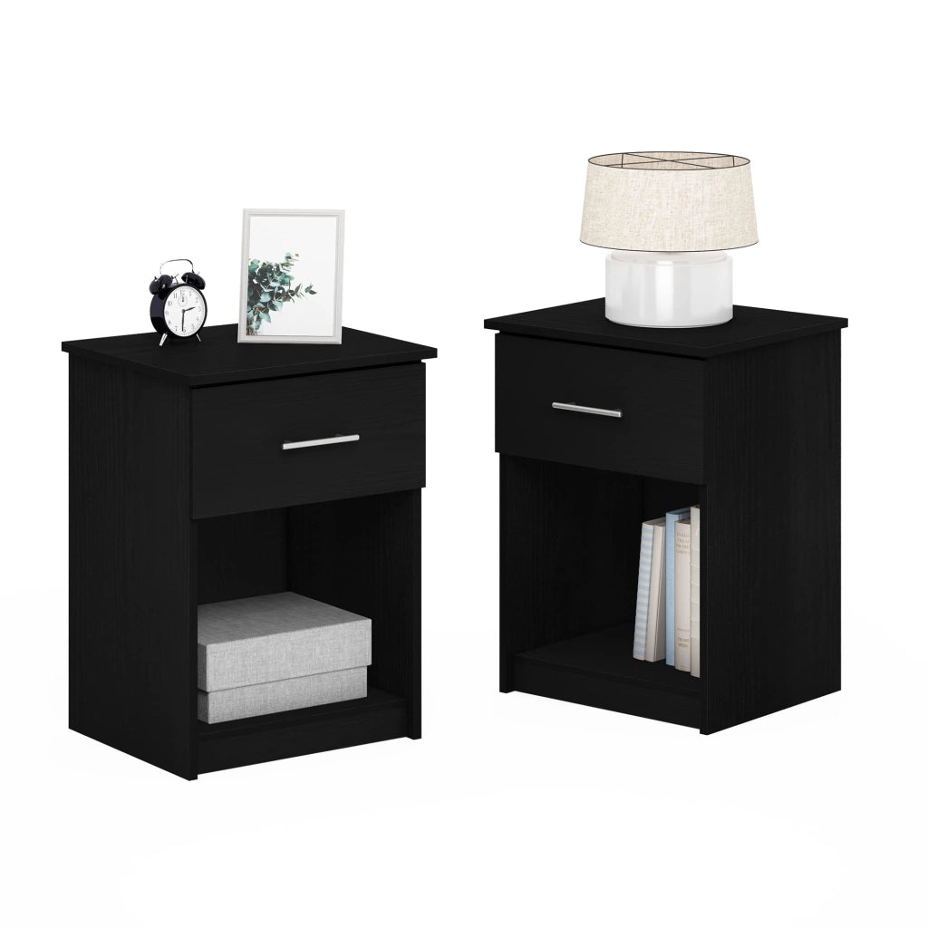 Set di due comodini in legno composito, stile americano