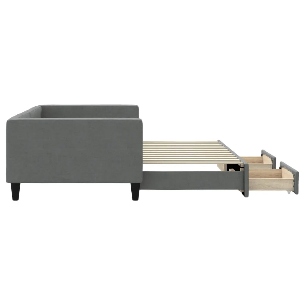 Divano Letto Estraibile Cassetti Grigio Scuro 100x200cm Tessuto 3196620