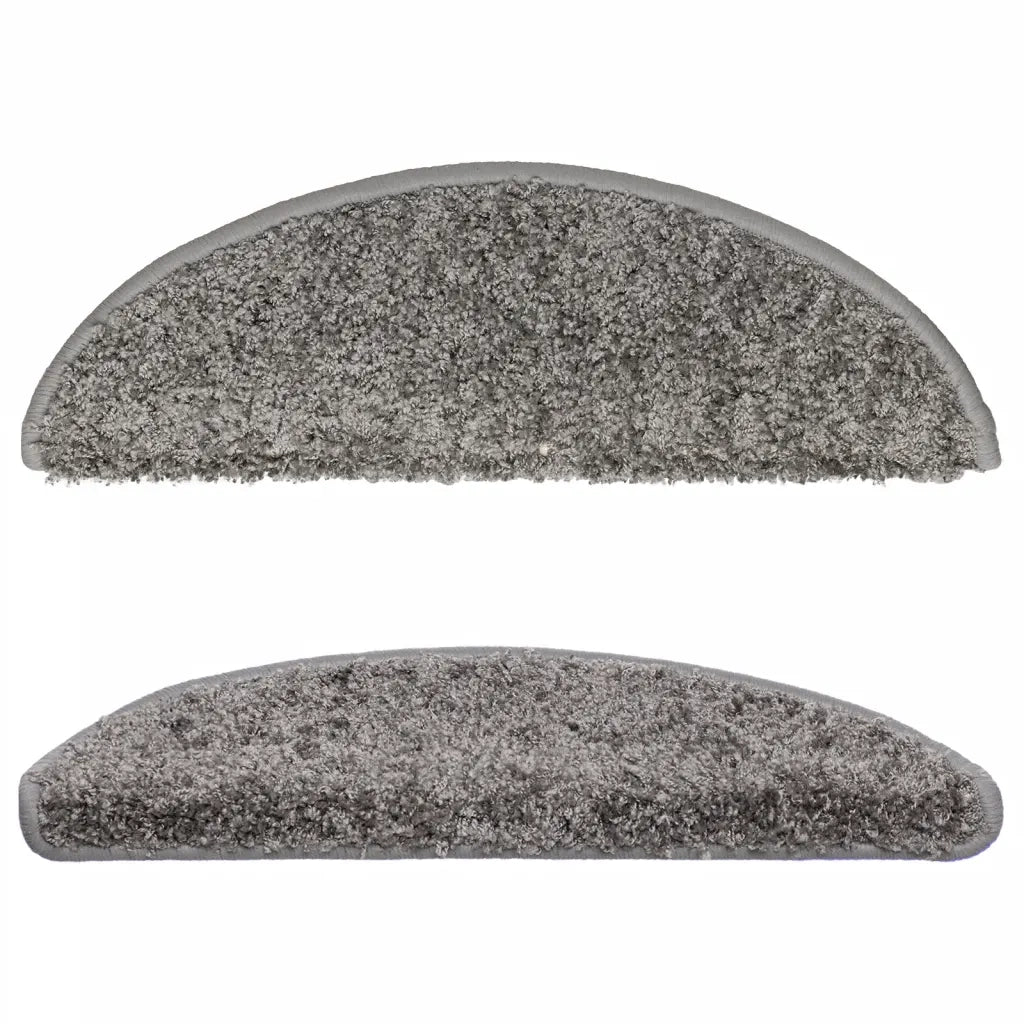 Tappetini per scale 15 pz 56x17x3 cm Grigio Semicircolari 133892