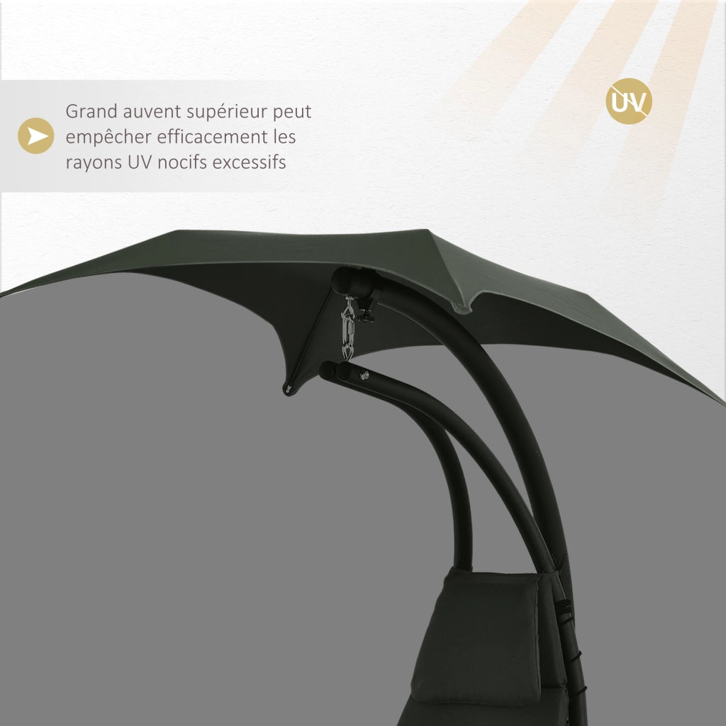 Poltrona a dondolo sospesa per esterni con parasole ¨C Zephmum ¨C Grigio scuro Nero 190x110x190 cm