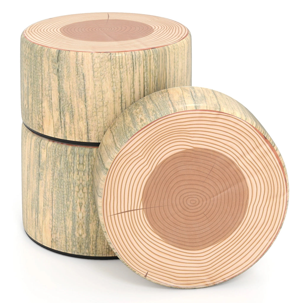 Set 3 sgabelli ceppo albero cuscini pavimento stampa legno altezze diverse, Sgabelli rotondi bambini aula casa asilo decorazione naturale tinta legno chiara