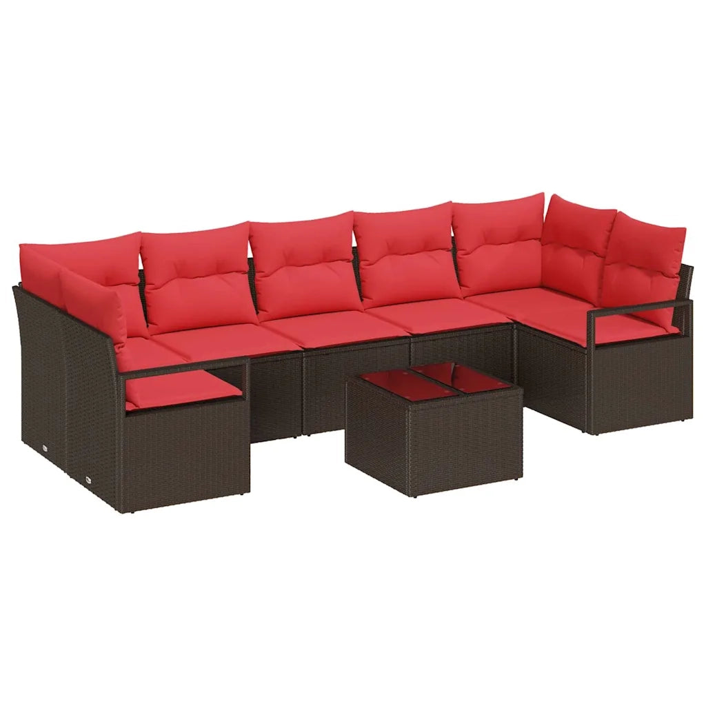 Set di divani 8 pcs Marrone e Rosso polyrattan 3346304