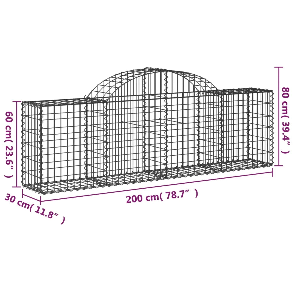 Cesti Gabbioni ad Arco 14 pz 200x30x60/80 cm Ferro Zincato 3146080