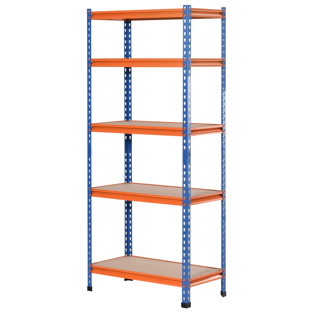 Libreria in Metallo con 5 Ripiani Aggiustabili ¨C zephmum ¨C 80x40x182 cm Blu e Arancione